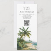 Invitation Mariage tropical de plage à code QR aquarelle (Dos)