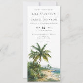 Invitation Mariage tropical de plage à code QR aquarelle (Devant)