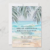 Invitation Mariage Tropical de Plage à l'Aquarelle (Devant)