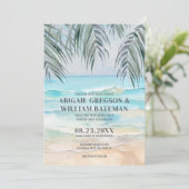 Invitation Mariage Tropical de Plage à l'Aquarelle (Debout devant)