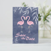 Invitation Mariage Tropical de Plage au Flamant Rose Enregist (Debout devant)