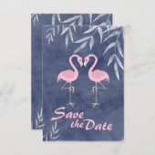 Invitation Mariage Tropical de Plage au Flamant Rose Enregist (Devant / Derrière)