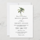 Invitation Mariage tropical de plage avec palmier minimal cod (Devant)