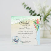 Invitation Mariage Tropical de plage crabe bleu (Debout devant)