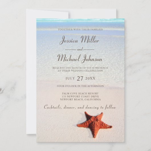 Invitation Mariage tropical de plage de Starfish (Devant)