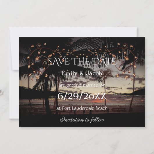Invitation Mariage tropical de plage enregistrer la date (Devant)