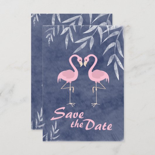 Invitation Mariage Tropical de Plage Flamant Rose Enregistrer (Devant / Derrière)