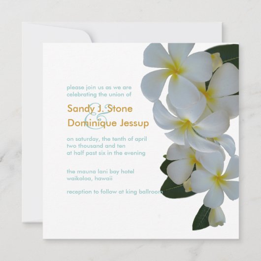 Invitation mariage tropical de Plumerias (Dos)