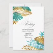 Invitation Mariage Tropical de Teal et Or (Devant)