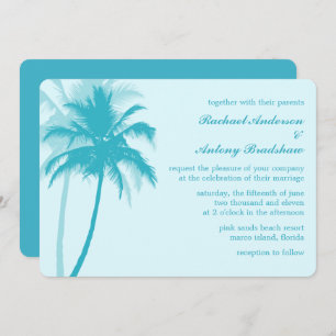 Invitation Mariage tropical des Palmiers bleus des Caraïbes