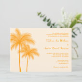 Invitation Mariage tropical des palmiers orangés (Debout devant)