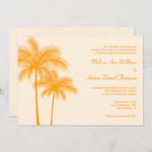 Invitation Mariage tropical des palmiers orangés (Devant / Derrière)