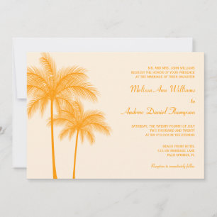Invitation Mariage tropical des palmiers orangés