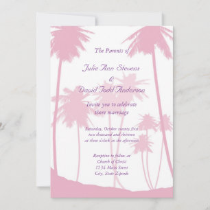 Invitation Mariage tropical des palmiers roses