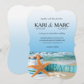 Invitation Mariage tropical d'été de plage d'étoiles de mer (Devant / Derrière)