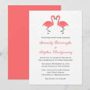 Invitation Mariage tropical d'été sur la plage Rose corail Fl