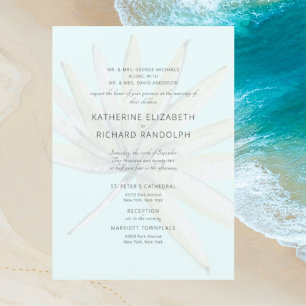 Invitation Mariage Tropical Deux Lieux Bleu Glacé Deux Parent