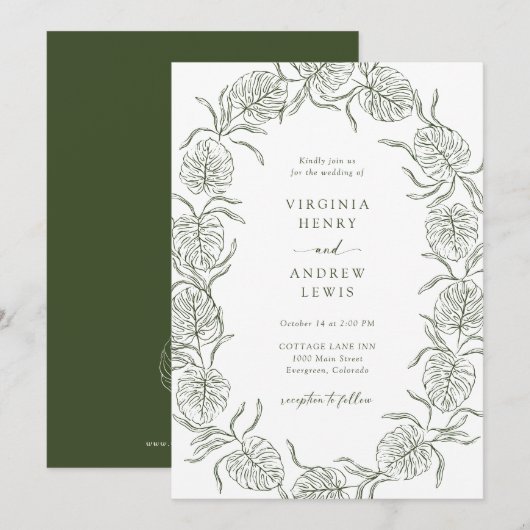 Invitation Mariage Tropical Élégant (Devant / Derrière)