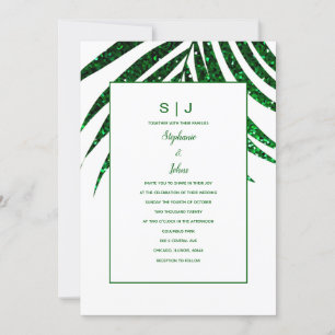 Invitation Mariage tropical Emerald Green Parties scintillant