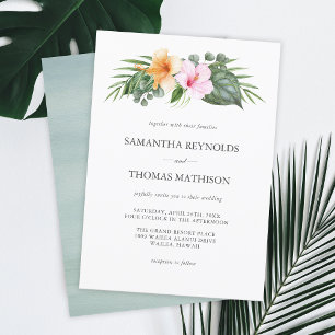 Invitation Mariage tropical en Aquarelle Paradise Florale