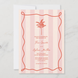 Invitation Mariage Tropical En Grille Rose De Palmier