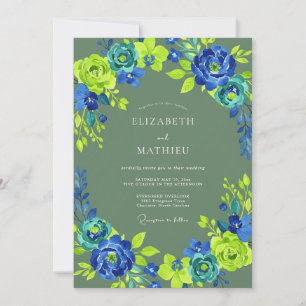 Invitation Mariage Tropical Énergique Vert Sauge