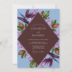 Invitation Mariage Tropical Eucalyptus Brun Bleuet