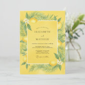 Invitation Mariage Tropical Eucalyptus Citron Jaune (Debout devant)