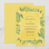 Invitation Mariage Tropical Eucalyptus Citron Jaune (Devant / Derrière)