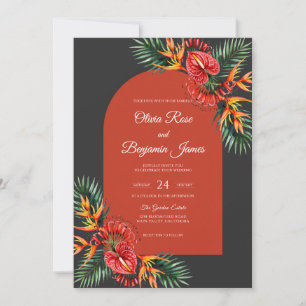 Invitation Mariage Tropical Eucalyptus Rouille Noire