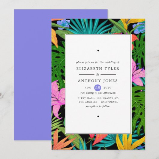 Invitation Mariage Tropical Exotique Coloré (Devant / Derrière)