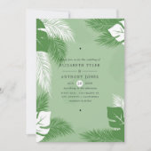 Invitation Mariage tropical exotique Feuille vert et blanc (Devant)