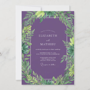 Invitation Mariage Tropical Feuillé Améthyste