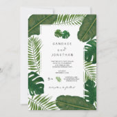 Invitation Mariage tropical Feuille peint (Devant)