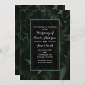 Invitation Mariage Tropical Feuilles Chic Vert & Noir (Devant / Derrière)