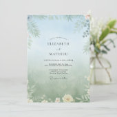 Invitation Mariage Tropical Feuillu Mousse de Mer (Debout devant)