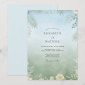 Invitation Mariage Tropical Feuillu Mousse de Mer (Devant / Derrière)