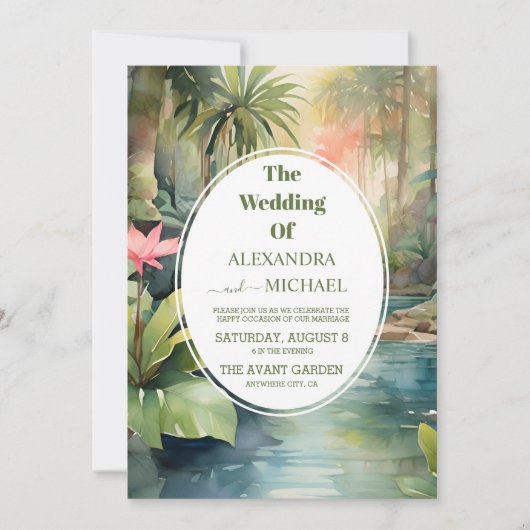 Invitation Mariage tropical floral (Devant)