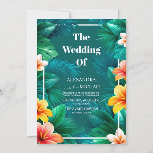 Invitation Mariage tropical floral (Devant)