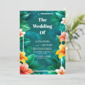 Invitation Mariage tropical floral (Debout devant)
