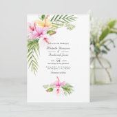 Invitation Mariage Tropical Floral Aloha QR Code RSVP (Debout devant)