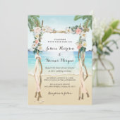 Invitation Mariage tropical floral Arbor Wood Arch (Debout devant)