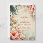 Invitation Mariage Tropical Floral de Destination (Devant)