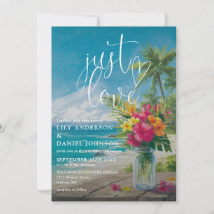 Invitation Mariage tropical floral en pot Mason Just Love
