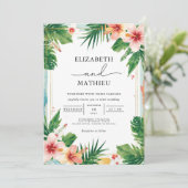 Invitation Mariage Tropical Floral Frame (Debout devant)