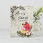 Invitation mariage tropical floral hawaïen vintage (Debout devant)
