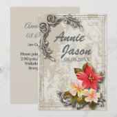 Invitation mariage tropical floral hawaïen vintage (Devant / Derrière)