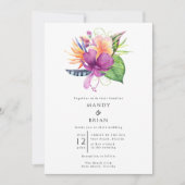 Invitation Mariage Tropical Flower Beach Island (Devant)