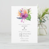 Invitation Mariage Tropical Flower Beach Island (Debout devant)