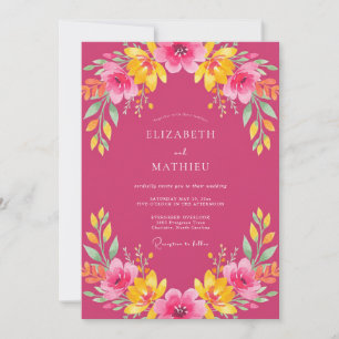 Invitation Mariage Tropical Fuchsia Vibrant